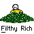 Pixelated character with white face and black eyes sits atop green mound, yellow arms raised in motion sequence showing hand movement from sides to center.
