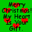 Green background with repeated black text 'Merry Christmas! My Heart Is Your Gift.' and red heart symbols.