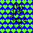 Pixelated green hearts on blue background with four identical black text blocks reading "THE JAYE" in stylized font.