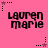 Pink background with repeated 'lauren marie' text and star symbols in various positions.