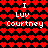 Red heart pattern background with white text reading "I Luv Courtney" in two , static image