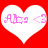 Two white heart shapes on a red background, each containing pink text and a pink heart symbol.