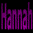A static contact sheet of a 4x3 grid showing repeated purple text "Hannah" on black background with one gray transparency placeholder in the bottom-right corner.