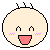 Two pixelated circular faces with light skin, black hair tufts, pink blush marks, and open mouths showing red tongues against a gray background.