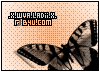 Pixelated image with orange gradient background, black text reading 'X.WYA.LADi!X.G8YU.COM', and a butterfly with striped wings.