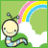 A 48x48 pixel buddy icon featuring a cartoon worm with antennae, rainbow, and clouds on the left side; right side displays green text 'Original Icons .com' on dark background.
