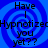 Blue spiral background with black text reading 'Have I hypnotized you yet??' in four identical quadrants.