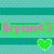 Pixelated text and green hearts on a striped background with blue, teal, and light cyan horizontal bands.