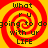 Four identical display a red and yellow spiral background with black text reading "what ru going to do with ur LIFE" in a pixelated font