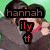 Pixelated image of a person with brown hair wearing gray clothing and pink accessories, overlaid with red text reading 'hannah' above 'ily' and 'tf'.