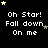 Black background with white pixelated text reading "Oh Star! Fall down On me" repeated across three , surrounded by yellow and gray stars