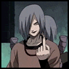 Anime character with gray hair and brown sweater displays a middle finger gesture in a sequence of