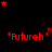 Red text reading "Futurah" appears in three on a black background, surrounded by scattered red and dark red stars, with a gray rectangle in the bottom-right corner