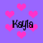 Purple background with pink heart shapes and repeated black text 'Kayla' in a stylized font.