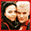 A four- of pixelated images showing two people in various poses with red borders and a gray background