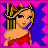 Pixelated of a female character with blonde hair, red top, pink pants, and white shoes against blue-pink background; text 'lauren' in bottom-right