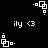 Pixelated white icon on black background showing a stylized figure with square limbs and circular head, repeated in multiple positions with text "ily <3" below.