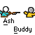 Pixelated character with white head and blue torso holding brown rifle, shown in multiple poses including aiming left/right and interacting with yellow object.