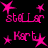 pink text and star icons on black background, with 'stellar' and 'Kart' text and star symbols in various positions across frames