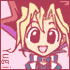 Chibi-style character with blonde hair and large eyes in a of nine showing facial expression changes