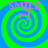 Four identical spiral-patterned with green and blue concentric rings, each displaying 'SMILE' text above a ':)' emoticon in pink