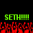 Green text reading "SETH!!!!!" appears twice on a black background above red pixelated shapes resembling flames or abstract forms.