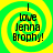 Four identical circular icons with green and yellow spiral backgrounds display black text reading "I love Jenna Brophy!" in a pixelated font.