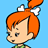 Pixelated cartoon character with orange hair and white bone-shaped accessories against a solid light blue background.