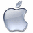 Pixelated silver apple logo with a bite taken out of the right side and a single leaf attached to the top stem, rendered in grayscale tones on white background.