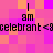 Pixelated text reads "I am celebrant <&celebrant <8" on a pink and orange checkered background with no visible animation changes.