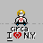 Pixel art icon with a character wearing a red checkered shirt and blue pants, standing above text reading 'circa I ❤️ NY' on gray background.