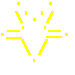 Yellow pixelated shapes on gray background, two distinct configurations of lines and squares arranged in symmetrical patterns.