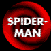 Red circular icon with swirling red and black pattern and white text "SPIDER-MAN" in two lines.