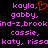 Pixelated text in pink and red on black background, with one heart symbol replacing a comma.