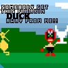Pixelated scene with green ground, blue sky, and text reading 'SOMEBODY GET THIS FREAKIN DUCK AWAY FROM ME!!' above a red-headed character holding a white duck.