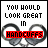A 5x5 contact sheet of animated frames showing a pixelated text-based icon with changing letter colors and repeated handcuff graphics behind the text.