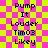 Pixelated text on a checkered background with animated light effects.