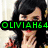 A pixelated image of a woman with dark hair and red lipstick, overlaid with green text reading "OLIVIAH64" and "LOVES" in multiple positions.