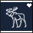 Pixelated silver moose silhouette on dark blue background with white heart symbol in top-right corner, showing animation change