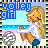 Pixel art icon of a blonde girl in volleyball attire holding a ball, with 'volley girl' text above.