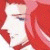 Pixelated anime-style profile of a person with long red hair against a solid green background, featuring bright green text reading 'Original Icons .com'.