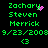 Green text on black background with pink pixelated animations above 'Zachary' in two , showing sequential changes to the animation pattern