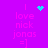 Purple background with pink text reading 'I love nick jonas =]' and cyan pixel art symbols changing across frames.