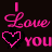 Animated contact sheet showing five frames of a pixelated 'Love YOU' icon with heart symbol and vertical bar above text, displayed in pink/purple hues on dark background.