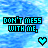 Pixelated blue background with cyan text and heart symbols, displaying animated transitions between phrases like "DON'T MESS WITH ME," "I DO," "ORIGAMI," "Hi," and a stylized X.