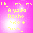 Pixelated text on a pink gradient background with four identical showing 'My besties' followed by names Alyssa, Rachel, Nicole, Cassy