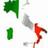 Green flag, green number one, and Italy-shaped figure in white, gray, and red colors with black text reading ITALIAN STALLION.