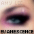 Pixelated close-up of a human eye with dark eyeliner, pinkish skin tones, and text reading 'AMY LEE' above and 'EVANESCENCE' below.