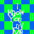 A pixelated animation with blue and green checkered backgrounds displaying repeated white text "I Know You Love Me" in a distorted, shifting pattern.