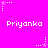 Bright magenta background with repeated white pixelated text 'Priyanka' and star-shaped icons in various states of animation.